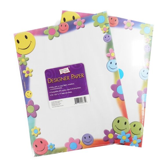 Vtg 2002 Y2K Letter Size Flower & Smiley Face Border Pinter Paper Martin Designs - Picture 1 of 8
